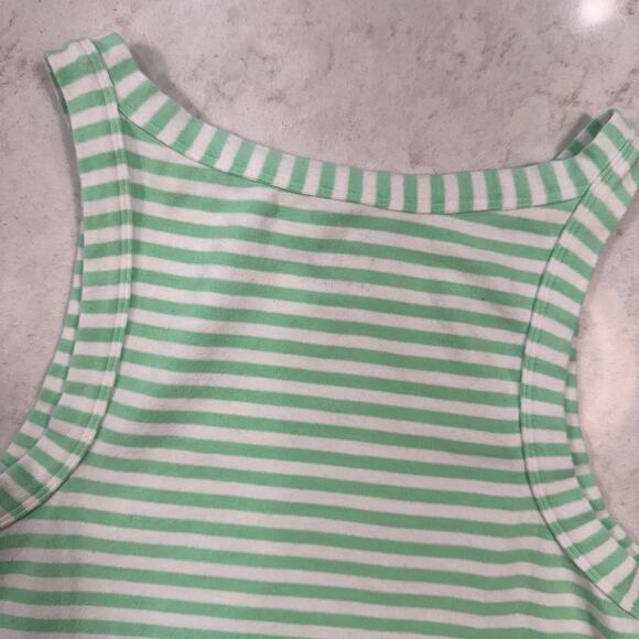 Maeve Cotton Tank Top Green & White Striped Women's XL French Coastal Spring - Picture 12 of 12
